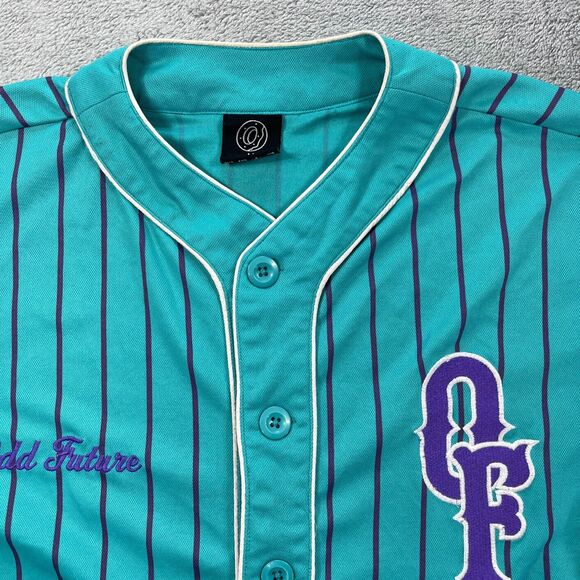 Odd Future Tyler the Creator Baseball Jersey Mens Medium Blue Pinstripe Hip-Hop - Picture 3 of 15